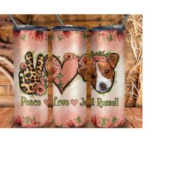 Peace Love Jack Russell 20oz Skinny Tumbler Png Sublimation Design, Jack Russell Png, Peace Love Png, Peace Love Dogs Pn