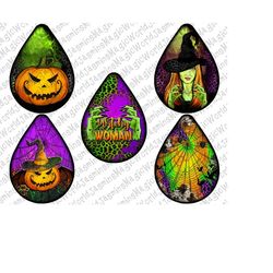 Halloween Teardrop Earrings  Design Bundle, Pumpkin Teardrop Earrings, Sublimation Design, Witch Teardrop Earrings, Digi