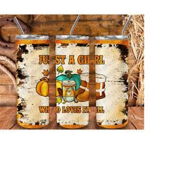 Just a Girl Who Loves Fall Tumbler Png, 20oz Skinny Tumbler, Fall Tumbler Png, Pumpkin Day Png, Sublimation Designs, Dig
