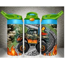 monster truck kid's bottle png sublimation design, monster truck png,monster truck clipart,kids bottle png,truck bottle
