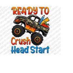 Back To School Boys Head Start Png Sublimation Design, Monster Truck Png, Back To School Png, Love School Png, Teacher P