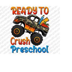 Back To School Boys Preschool Png Sublimation Design, Monster Truck Png, Back To School Png, Love School Png, Teacher Pn