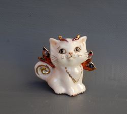 kitten statuette cat angel porcelain figurine winged butterfly kitten small figurine animal figurines cat lover gift