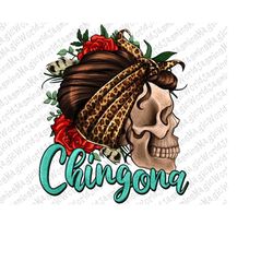 Chingona Skull With Bandana Png Sublimation Design, Mexican Day Png, Latino Celebration Png, Hispanic Heritage Month Png