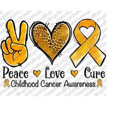peace love cure childhood cancer png sublimation design, childhood cancer png, peace love png,cancer png,sublimation des