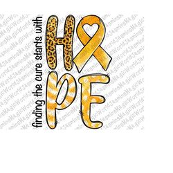 Finding The Cure Starts With Hope Png Sublimation Design, Cure Png,Cancer Png, Childhood Cancer Png,Png Sublimation Desi