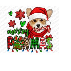 Merry Pawmas Christmas Corgi png Sublimation Design, Corgi Png,Merry Pawmas png,Corgi Clipart,ChristmasPng,instant downl