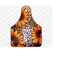 Leopard Sunflower Pattern Cow Tag, Farm Cow Tag Sunflower Leopard Design, PNG Printable, Sublimation Download, Instant D