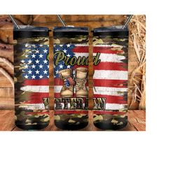 Proud Veteran And Veterans Day 20oz Skinny Tumbler Png Sublimation Design, American Flag Png,USA Flag Png,Proud Veteran