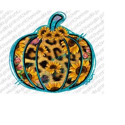 Leopard And Sunflower Pumking,all sublimation designs,Turqoise Gliter,Pumking Png,sublimation graphics,Instant Download,