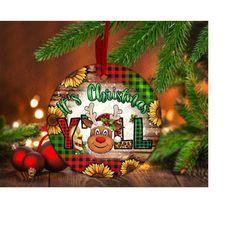 It's Christmas Y'all Reindeer Christmas Ornament Png Sublimation Design,Christmas Ornament Png, Western Christmas Png, D