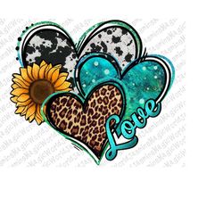 Turquoise sunflower heart png sublimation design download, hearts png design, western hearts png, hearts png, sublimate