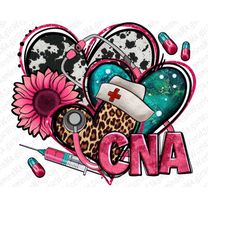 CNA Certified Nursing Assistant hearts png sublimation design download, Nurse life png, western hearts png, Nursing png,