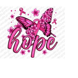 Hope Breast Cancer Butterfly Png Sublimation Design,Cancer Awareness Png,Breast Cancer Png,Cancer Awareness Butterfly Pn