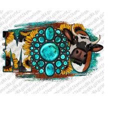 Cow Moo Png File, Gemstone Png, Western Png, Cow Png, Turquoise, Cowhide, Digital Download, Sublimation Design
