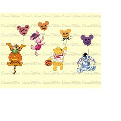 spooky ballons png,pooh bear png,pooh bear halloween png,spooky honey bear png,honey bear halloween,instant download,poo