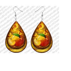 Teardrop Peach Earrings Png, Peach Png, Teardrop Png, Summer Fruits Png, Sublimation Designs Downloads, Digital Download