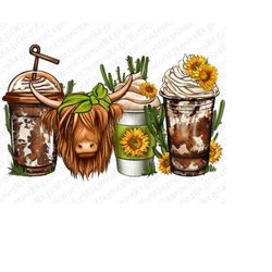 Longhaired cow coffee cups png sublimation design download, coffee cups png, Cow coffee cups png, western Cow png,sublim