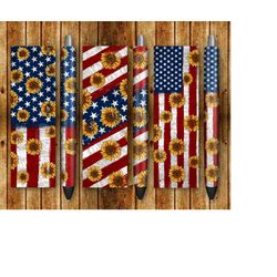sunflower american distressed pen wrap png sublimation design, sunflower pen wrap png, american flag pen wrap png, insta