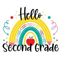 Hello 2nd Grade PNG, instant download Back to School