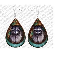 Teardrop Raccoon Earrings,Raccoon Png,Raccoon Earrings png,Sublimation Designs,Digital Download,Animal Earrings,Raccoon