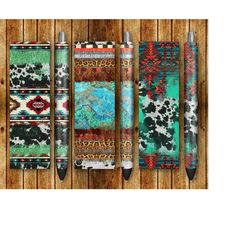 western cowhide aztec pen wraps png sublimation design, serape pen wrap png,western pen wrap png,leopard cowhide pen wra