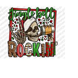 Jingle bell rockin' Christmas skeleton png sublimation design download, Christmas skeleton png, sublimate design downloa