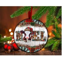 Western Noel Baby Cow Png Christmas Ornament, Western Christmas Png, Baby Cow Png, Merry Christmas Png, Noel Png, Instan