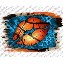 Basketball Lips PNG Sublimation Designs, Leopard Background Png, Cowhide Background Sublimation Download, Kiss png,Insta