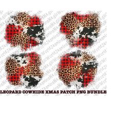 Leopard Cowhide Christmas Png Patch Bundle Design, Christmas Leopard Patch Png, Christmas Cowhide Patch Png, Xmas Patch
