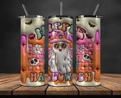 3D Friendly Ghost Tumbler Wrap for 20 oz Skinny Tumbler, PNG Sublimation Design, Spooky Seamless Tumbler Wrap, Digital D
