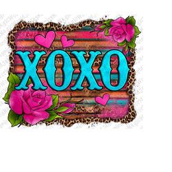 XOXO Valentine's Day Pink Roses And Hearts Png,Valentines Png,Xoxo Love Png,Valentines Sublimation Design,Western Xoxo P