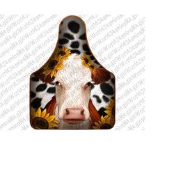 Polled Hereford Sunflower Cowtag Png, Polled Hereford Png, Farm Life Png, Cow Tag Earrings, Western Cow,Sublimation Desi