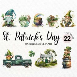 St Patricks Clipart | Watercolor St Patricks Day PNG | Gnome Clipart | Leprechaun PNG | Irish Decor Bundle | Commercial