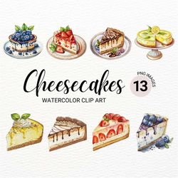 Cheesecake PNG | Watercolor Cake Clipart | Baking Clipart | Food Clipart | Kawaii Dessert Clipart | Strawberry Oreo Nute