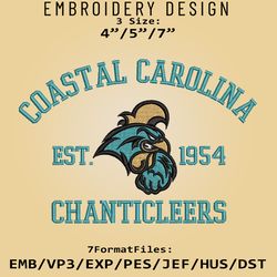 Coastal Carolina Chanticleers embroidery design, NCAA Logo Embroidery Files, NCAA Chanticleers