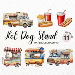Hot Dog Stand Clipart | Hot Dog PNG | Fast Food Clipart | Hot Dog Party | Kawaii Clipart | Junk Food Art | Soda Clipart