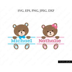 Bear SVG, Easter SVG, Bear split svg, Cute teddy bear Svg, Bear Face SVG, Cricut, Silhouette Cut File