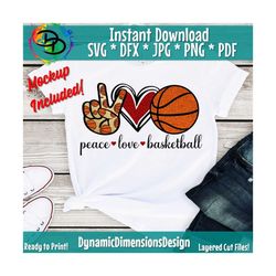 Peace, Love, Basketball svg, Basketball png, Svg files for Cricut, Basketball svg, svg for shirt, Basketball Team, Insta