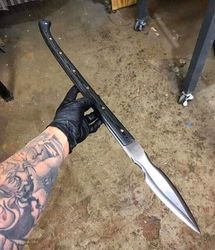 CUSTOM HANDMADE D2 TOOL STEEL HUNTING VIKING SPEAR DAGGER KNIFE WITH LEATHER