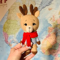 Deer Toy Plush Crochet Moose Christmas Elk Toy Gift For Kids Plush Toy Stuffed Animal Deer Funny Crochet Animal Baby Diy