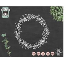 Wreath SVG file, Leaf Wreath Cut file, Laurel Leaf Wreath SVG file, laurel wreath, monogram frame, monogram wreath, laur