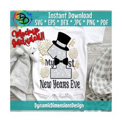 My First New Year SVG, New Year's Eve, SVG cut file, Baby's First, Fireworks svg, Boy, design, shirt, silhouette, cricut