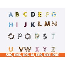 animal pattern monogram svg, Split Monogram Alphabet SVG, split letter svg, monogram svg, monogram frame svg, alphabet s