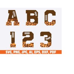 Football Font SVG png, half leopard football font letters alphabet and numbers svg png, Stitched Letters and Numbers, Gr