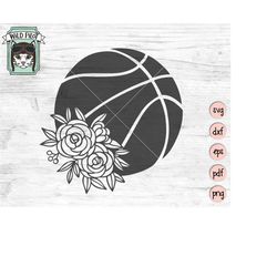 basketball svg file, floral basketball svg, basketball cut file, girls basketball svg, basketball cut file, flowers, for