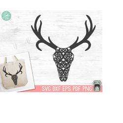 Deer Skull SVG Cut File, Mystical svg, Deer Skull png, Southwest SVG, Boho svg, Bohemian svg, Scroll Deer Skull svg, Tri