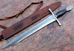 damascus steel sword custom handmade - 30.00" inches damascus steel battle ready sword outdoor hunting sword