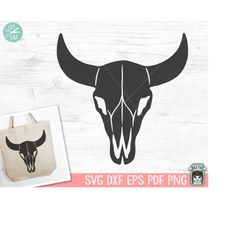 Cow Skull SVG Cut File, Bull Skull SVG, Mystical svg, Crescent Moon svg, Cow Skull png, Southwest SVG, Boho svg, Longhor