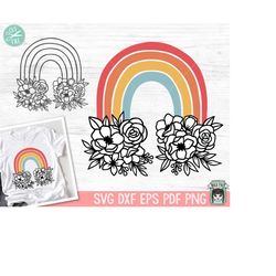 Floral Rainbow SVG file, Flower Rainbow cut file, Pride svg, Love, Pride Rainbow svg file, Boho Rainbow, Rainbow Baby, B